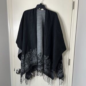 Unbranded Women’s Black & Grey Damask Fringe Sleeveless‎ Rauna One Size